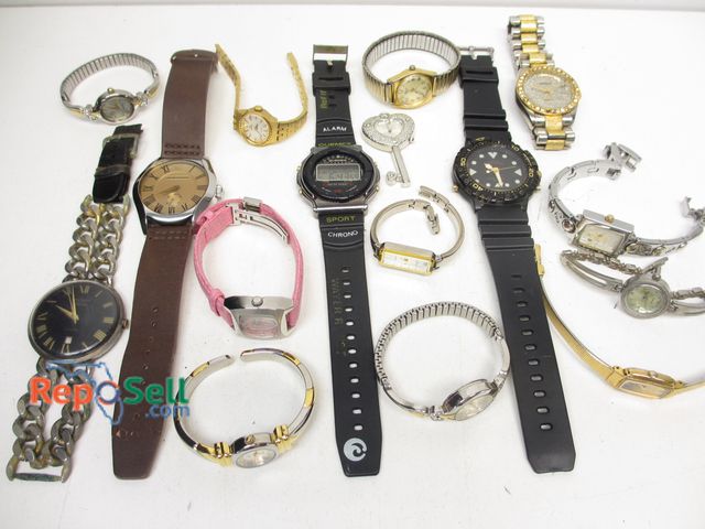 Lot 31-5007 - (16) Men's &amp; Ladies Watches for Batteries or Repair - Mickey, Invicta, Citizen, Waltham, Casio, ...