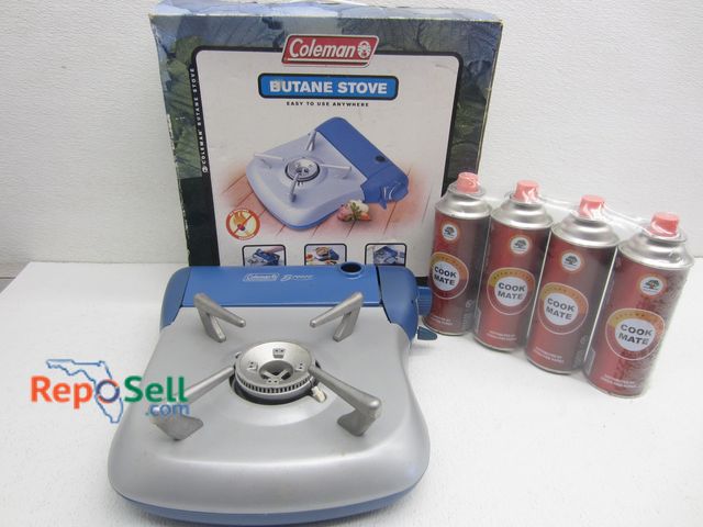 Lot 31-9066 - Coleman Butane Stove And (4) New Butane Cans