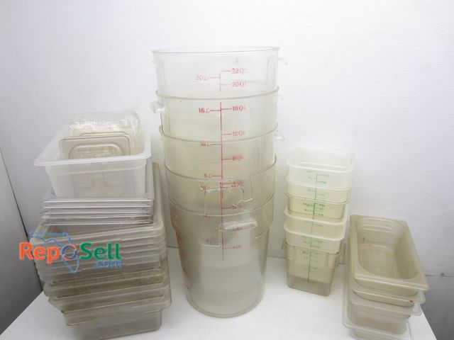 Lot 31-3511 - Restaurant Equipment Lot: Plastic Storage &amp; Measuring Containers - Some w/Lids