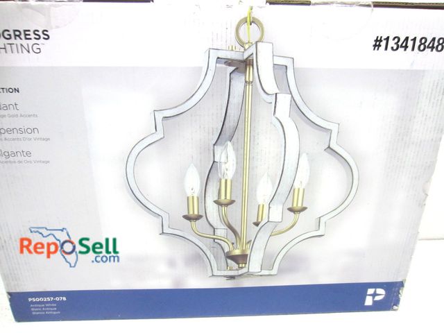 Lot 31-9087 - New Progress Lighting Teigen 4-light antique white pendant light #P500257-078