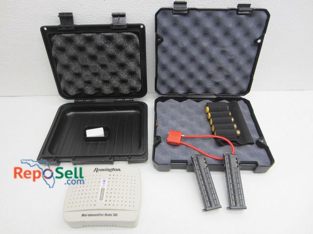 Lot 31-2219 - Remington Mini Safe Dehumidifier (powers on), Keltec Pistol Case w/(2) P17 .22LR Clips &amp; Black D...