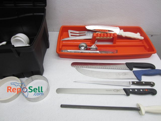 Lot 31-5531 - Culinary Knives &amp; Misc Kitchen Supplies: F.Dick Knife, Lot of Sysco Knives, etc. - Case Included