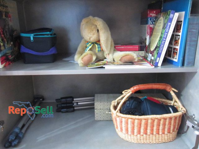 Lot 31-9319 - Household and decorative items, including a stuffed bunny toy, books (cookbooks and gardening titles...