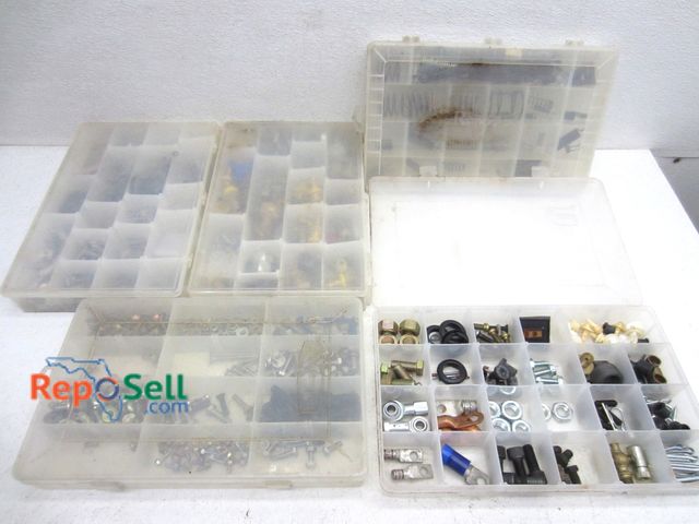Lot 31-6152 - (5) Hardware Organizer Bins With Hardware: Springs, Screws, Nuts etc