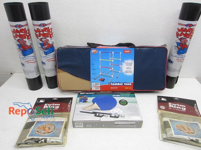 Lot 31-2382 - Kids Game Lot: Ladder Toss, Wacky Carpets, Swim Rings, etc.