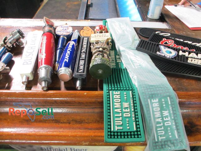 Lot 31-2162 - (6) Bar Taps: Angry Orchard, Bud light, etc., (2) keg Taps and (6) Bar Spill Mats