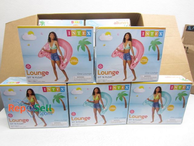 Lot 31-2290 - (15) New Intex Pool Sit &amp; Float Lounger w/2 Built-In Cup Holders for Adults - 3 Colors