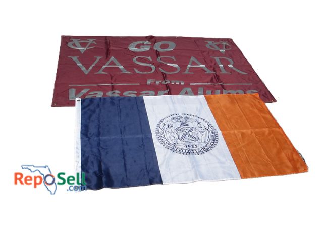 Lot 31-1360 - Vassar Vinyl Banner 71" x 47 and NY Flag