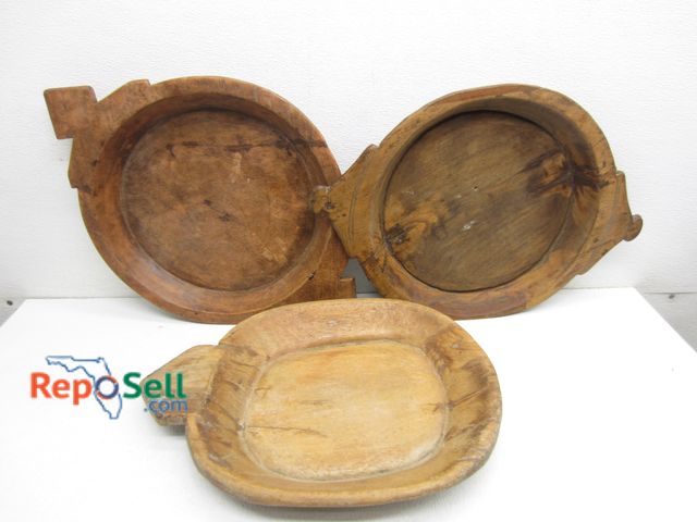 Lot 31-3410 - (3) Hand Carved Wood Trays