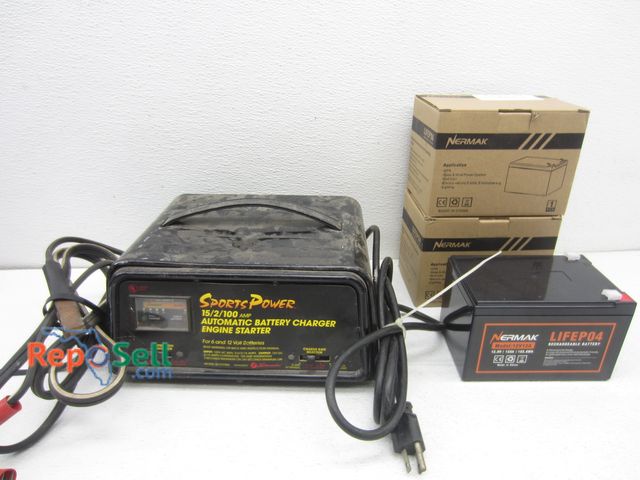 Lot 31-6473 - Battery Lot: (3) NERMAK 12V/12amp Lithium Batteries (2 New, 1 Used), (1) SPORTS POWER 6-12V/100amp/B...