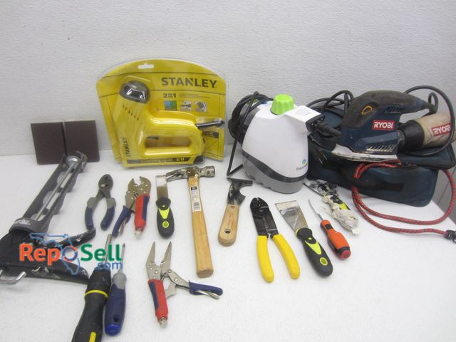 Lot 31-6519 - Lot of Tools: Ryobi Sander, Stanley Stapler/Nailer, Hand Tools, etc.