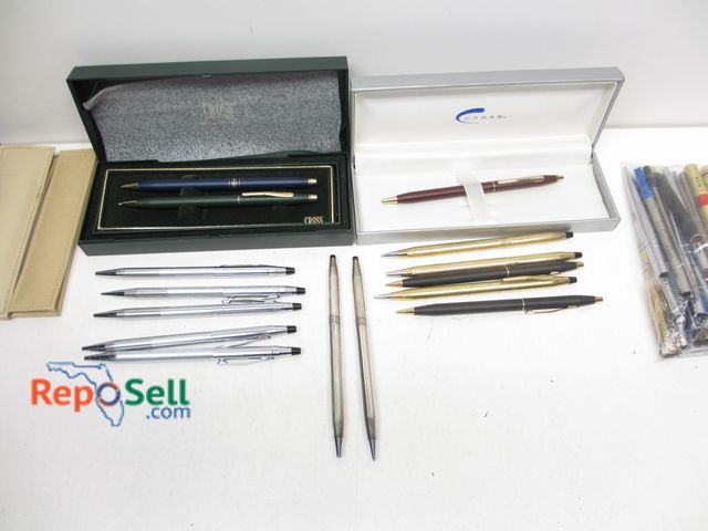 Lot 31-6004 - Cross Pen Collection - (15) Pens, (2) Boxes, (3) Soft Cases: Sterling Silver Pen &amp; Pencil Set, (...