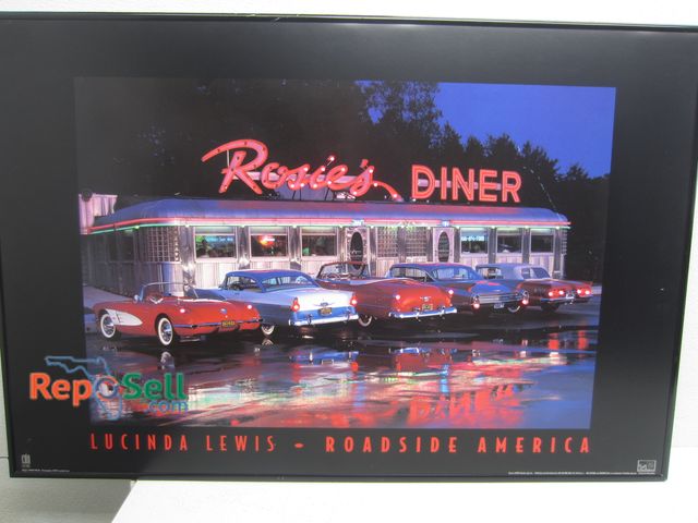 Lot 31-1055 - Vintage Framed Light-Up Rosie Diner Print 3'x2' - Power On