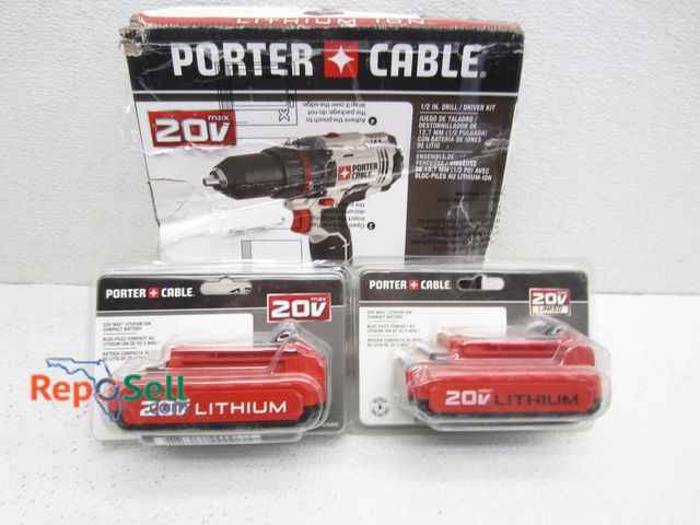 Lot 31-9393 - Porter Cable 20V 1/2" Drill/Driver With Battery, Charger And (2) New 20V Batteries #PCC601LA - Untes...