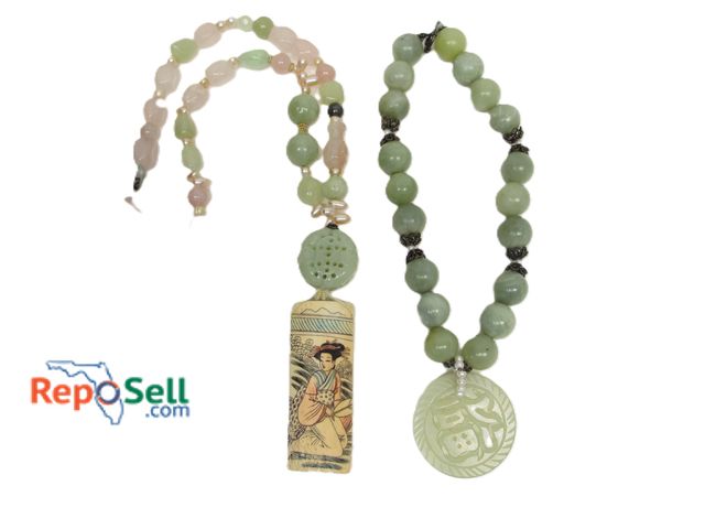Lot 31-1498 - (2) Jade and Bead Necklaces