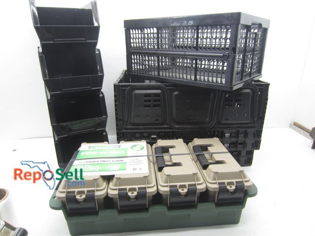 Lot 31-2323 - Storage Lot: (4) U-Line Storage Trays, (5) Collapsible Storage Crates, (1) New Greenmade Store-All O...