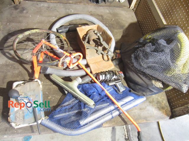 Lot 31-1285 - Various Items Including Vacuum Hoses, Netting, A Metal Clamp, A Silver-Painted Air Or Spray Tool Wit...