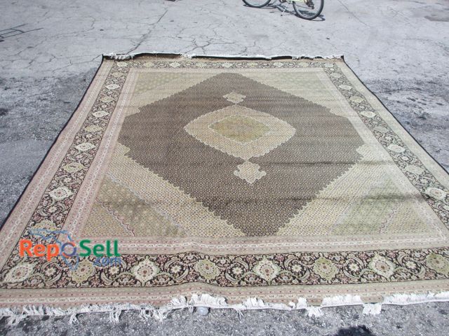 Lot 31-9205 - Large Wool Living Room Run with Leather Under Edge - Approx 10' x 13'