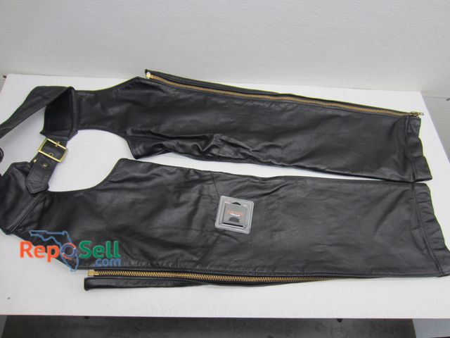 Lot 31-5229 - Protech Vintage Leather USA Made Chaps, Size XL &amp; New Harley Davidson Motorcycles Pin