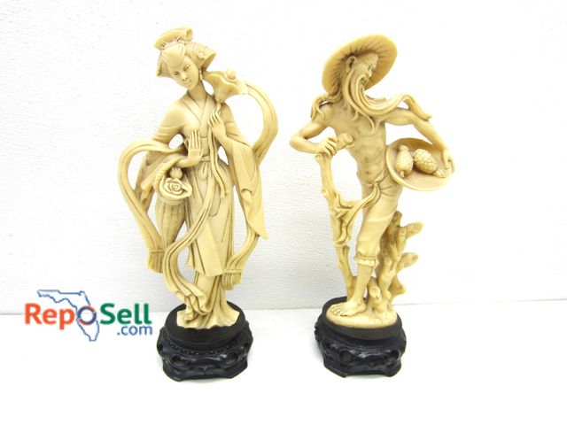 Lot 31-3286 - (2) Oriental Asian Carved Statues 13"