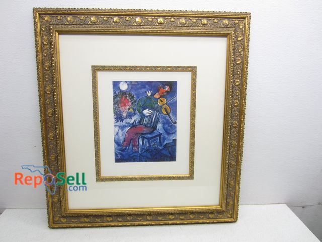 Lot 31-6174 - Framed Chagall "Violiniste Bleu" With COA 2172/5000 31"x29", Sold Price $1204