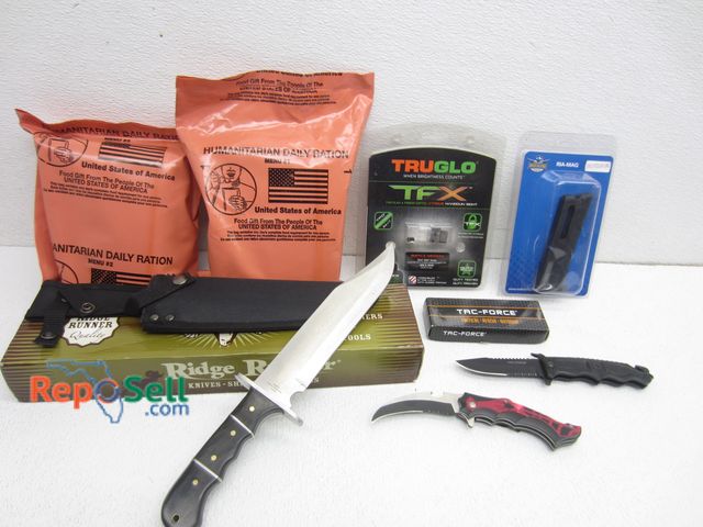 Lot 31-3493 - Sport Lot: (3) Knives Including Ridge runner, Tac Force, Magazine, Rations, etc.