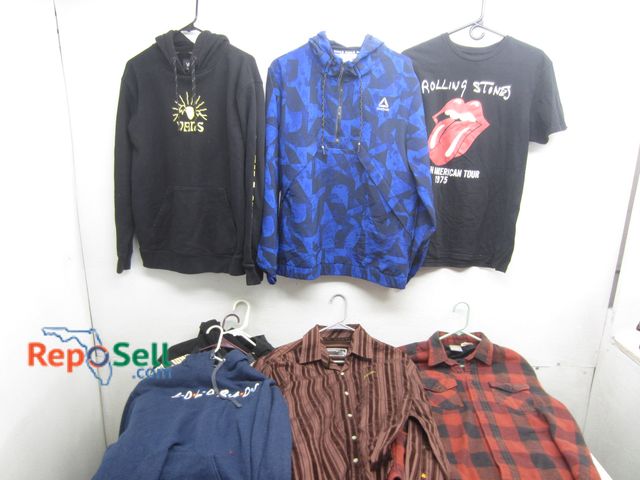 Lot 31-8157 - (9) Men's Jackets And Shirts, Size S-2XL: Reebok, Rolling Stones, Enyce etc