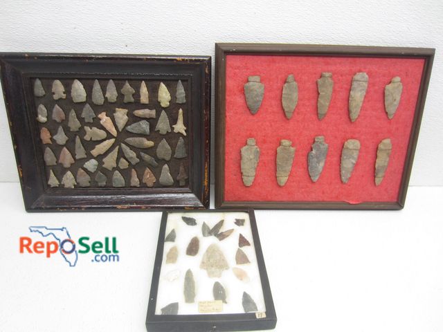Lot 31-9146 - (3) Displays with Various Size Arrowheads