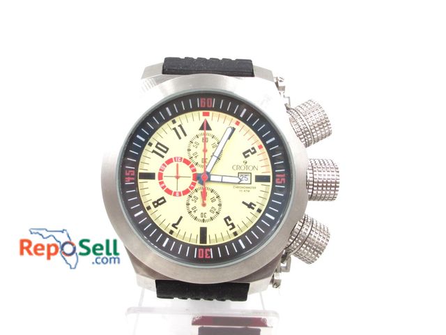 Lot 31-9514 - Men's Croton 330' Divers Chronograph Watch with New Battery, Stand