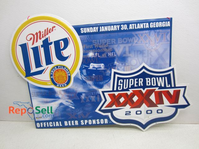 Lot 31-6261 - Miller Lite Metal Super Bowl Sign