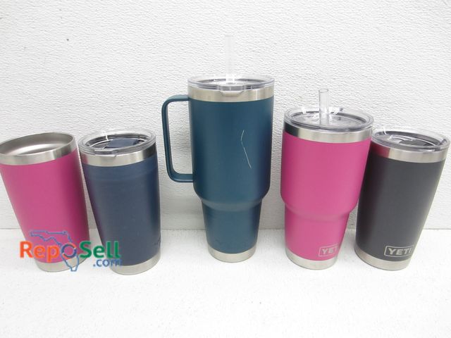 Lot 31-2353 - (5) Yeti Cups - Various Sizes &amp; Colors - Preowned - 20, 30, 42 oz.