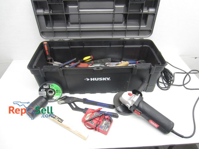 Lot 31-6502 - Husky Portable Tool Box w/ Lot of Various Hand Tools, Etc. 26" W.