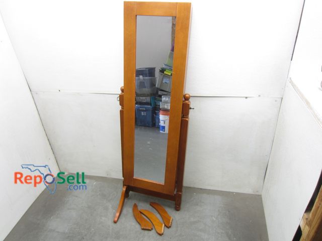 Lot 31-3239 - Mirrored Jewelry Wood Storage Box - Legs need repair - 57"H