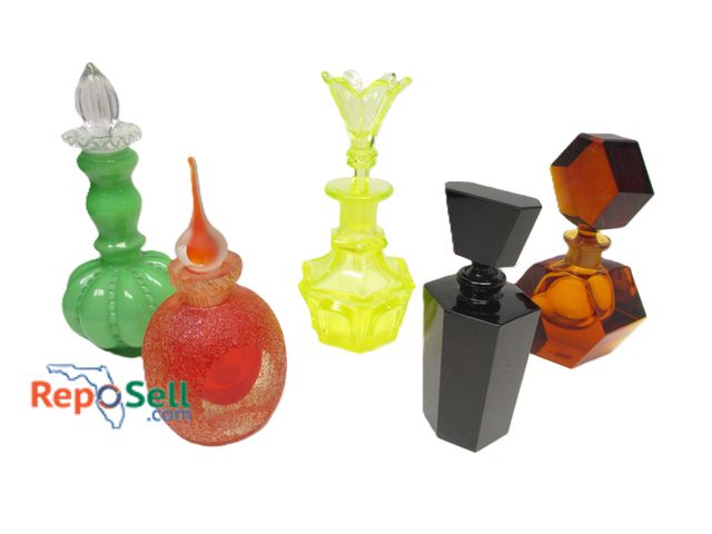 Lot 31-1509 - (5) Glass Bottles - All Empty - Amber Bottle has Irice Tag