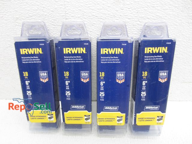 Lot 31-2065 - (100) Total New Irwin 6" 18TPI Bi-Metal Sawzall Blades - Cuts Stainless Steel &amp; Metal, USA Made