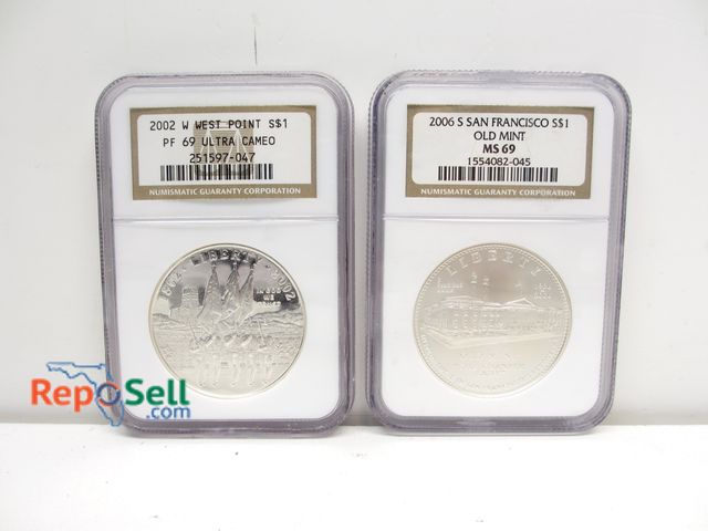 Lot 31-4004 - (2) Graded Silver Coins: 2006S Old Mint San Francisco MS69 and 2002 West Point Ultra Cameo PF69