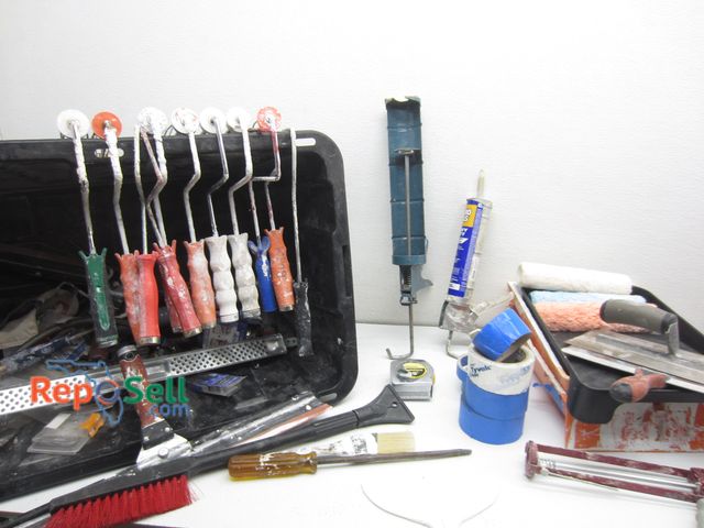 Lot 31-8532 - Paint Acces Lot: (3) Caulk Guns, (11) Paint Rollers, (3) Paint Trays etc - Tote Included