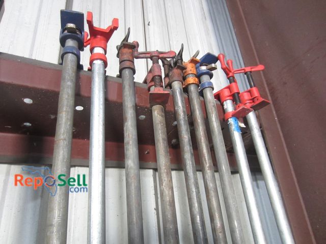Lot 31-8083 - (10) Pipe Clamps &amp; (2) Levels, Various Sizes - (1) Clamp is 16' Long (approx)