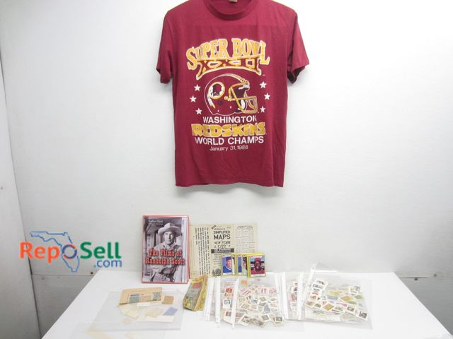 Lot 31-6388 - 1988 Redskins Super Bowl T, 1991 Collector Cards, Stamp Collection, etc.