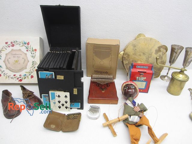 Lot 31-3042 - Vintage Collectible Lot: Puppet, Tambourine, Brass, Music, etc.