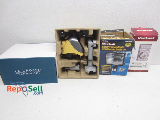 Lot 31-9457 - Lacrosse Weather Reader, Kwikset Keyless Entry, Floodlight