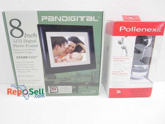 Lot 31-2227 - Chrome Shower Head (NIB) and 8" LCD Photo Frame