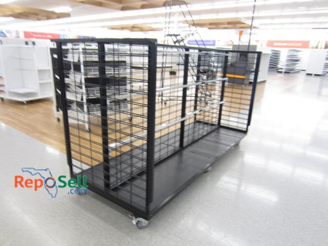 Lot 31-3033 - Rolling Retail Shelf. Black. 8x3x4. Double Sided.