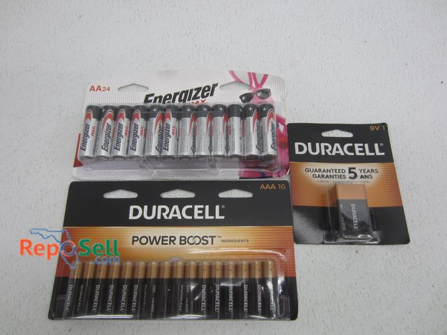 Lot 31-6399 - Duracell and Energizer Batteries: (1) 9V 2021, (16) AAA 2021, (24) AA 2024 - Posted Mfg Date