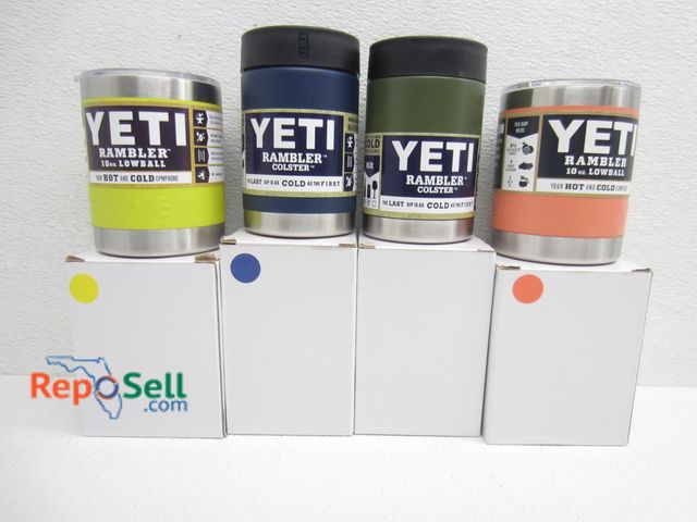 Lot 31-1094 - (4) Yeti warm/cold beverage containers new in box, various styles. - Includes (12) Extra Lids (not Y...