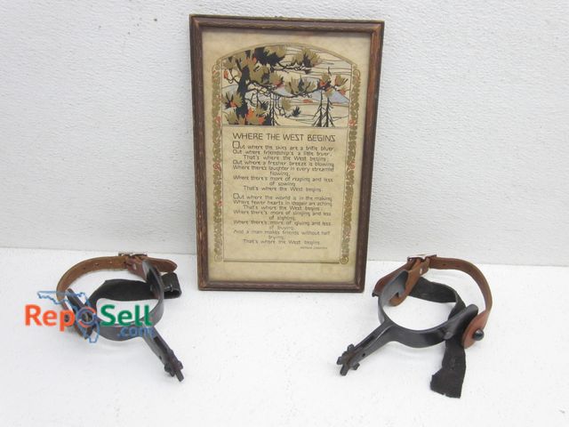 Lot 31-9430 - (2) Western Spurs and Framed Poem
