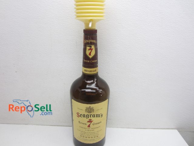 Lot 31-9241 - 1 Gal Segrams 7 Crown Whiskey Bottle (Empty) w/Pump - Works. 50yrs Old.
