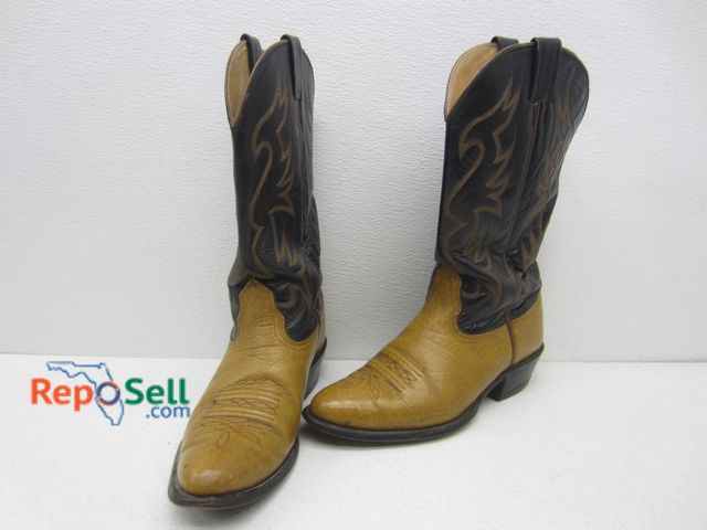 Lot 31-6556 - Vintage Nocona Caribou Hide Leather Cowboy Boots, Size 8.5 Extra Wide, USA Made