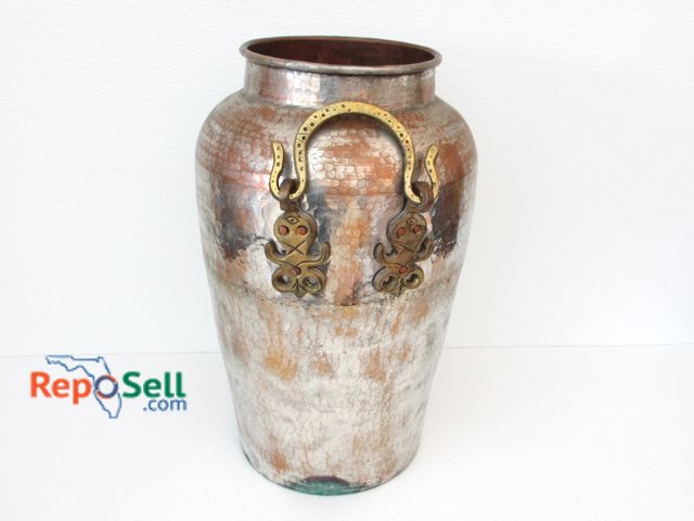 Lot 31-1471 - Copper Pot With Brass Handles 18" H Made in Turkey