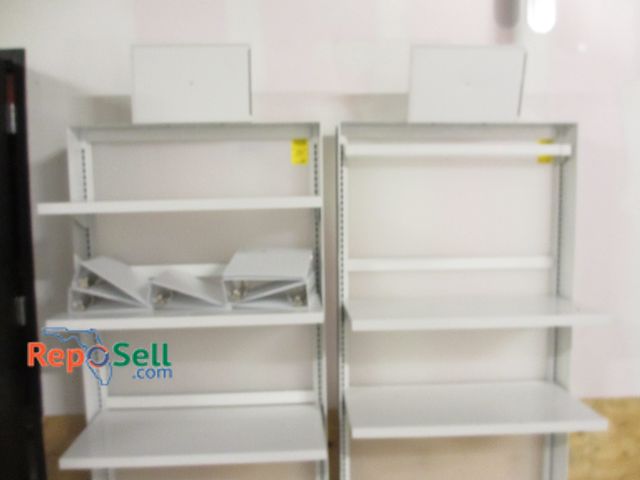 Lot 31-3092 - (2) White Metal Stand-Alone Display Shelves 6' x 19" x 3' w/Binders